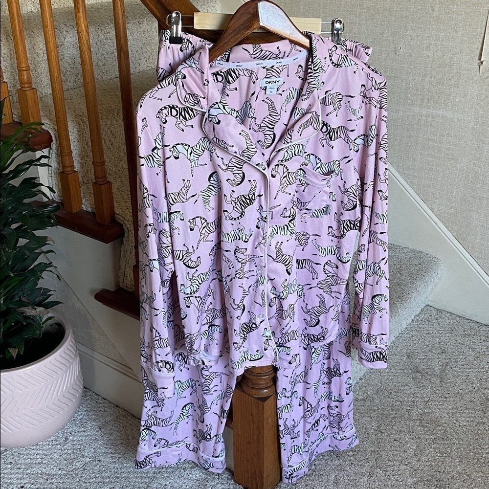 DKNY Butter Soft Boho Safari Light Pink Zebra Pajamas